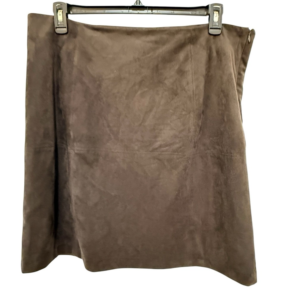 Faux Suede Short Midi Skirt 16 Chocolate Rugged Elegance Western Boho Capsule